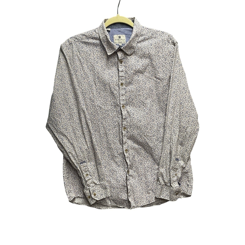 Steel & Jelly‎ London Mens Multi Color Floral Long Sleeve Button Front Shirt  L